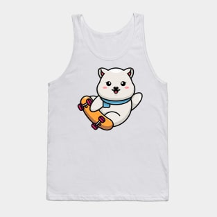 Cute polar bear play skateboard cartoon Tank Top